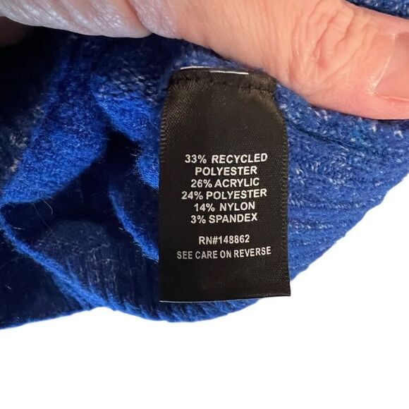 Torrid Metallic Thread Rib Knit Trim Crew Neck Sweater Blue Size 0 - Picture 3 of 6